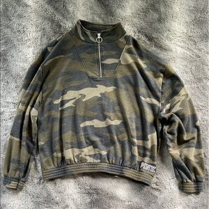 PINK brown and dark green quarter zip sweatshirt!